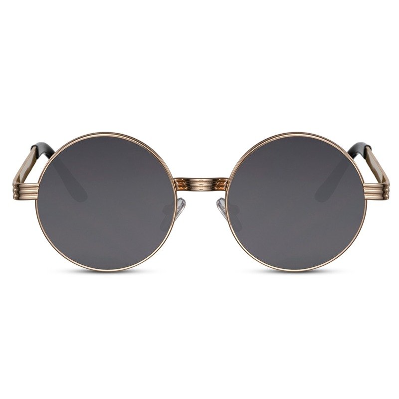 Sustainable round sunglasses - Montreuil | Gold frame & black lenses