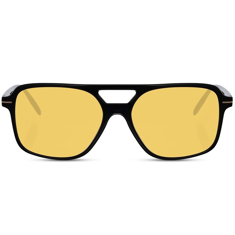 Sustainable millionaire sunglasses - Creteil | Black frame & yellow lenses