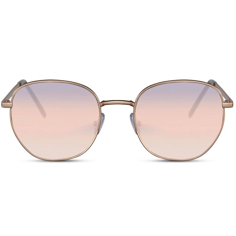 Sustainable round sunglasses - Courbevoie | Gold frame & pink fade lenses