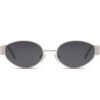 Sustainable oval sunglasses - Calais | Silver frame & black lenses