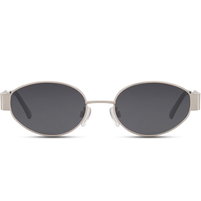 Sustainable oval sunglasses - Calais | Silver frame & black lenses
