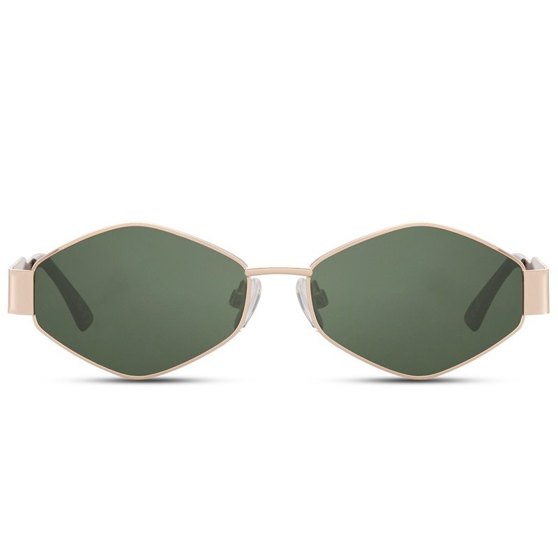 Sustainable hexagon sunglasses - Merignac | Gold frame & green lenses