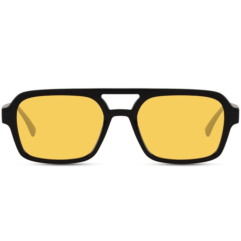 Sustainable millionaire sunglasses - Quimper | Black frame & yellow lenses