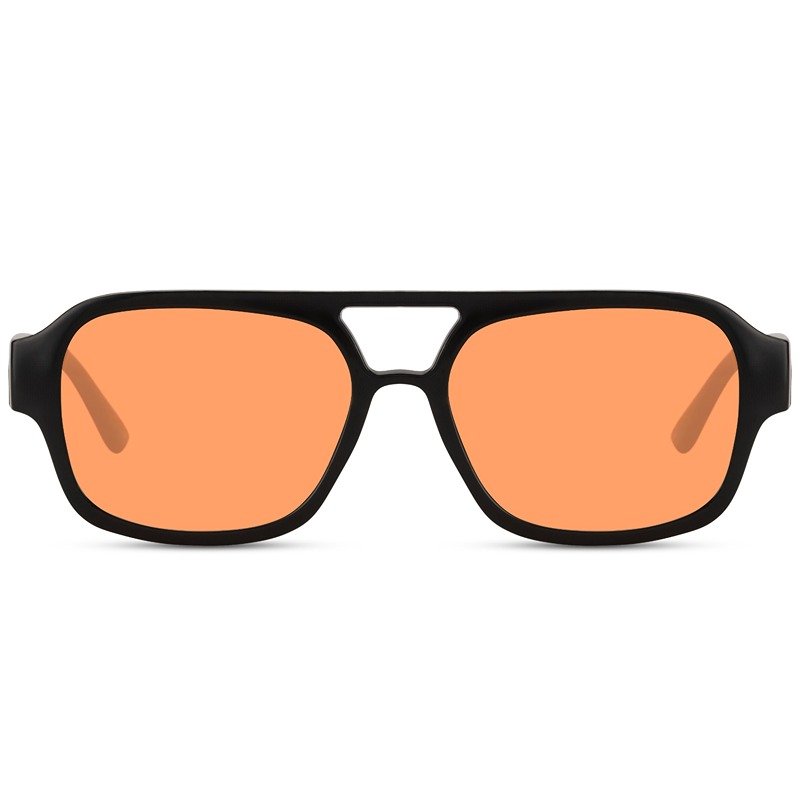Sustainable millionaire sunglasses - Lorient | Black frame & orange lenses
