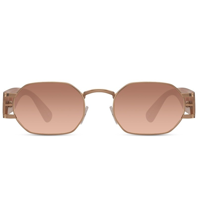 Sustainable hexagon sunglasses - Sarcelles | Gold frame & brown lenses